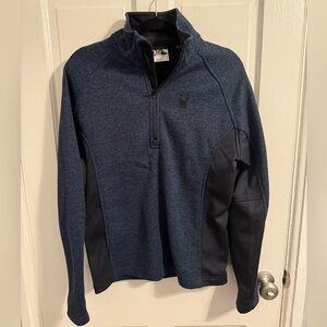 Spyder Men's Navy and Black Zip-Up Sweater